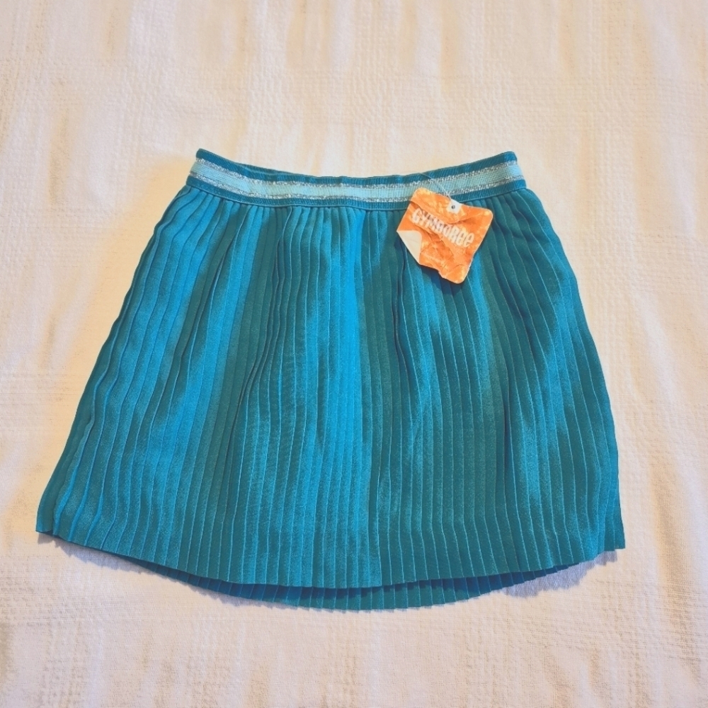 Gymboree girls size 4 pleated lined skirt, elastic waist, medium teal, NWT